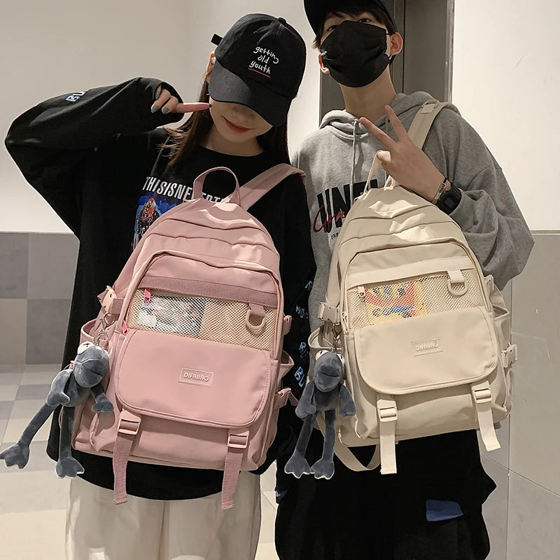 Nylon Laptop Backpack Multi-Pocket School Bag Unisex