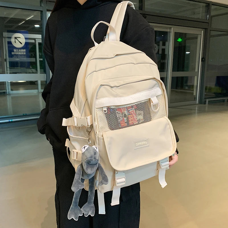 Nylon Laptop Backpack Multi-Pocket School Bag Unisex