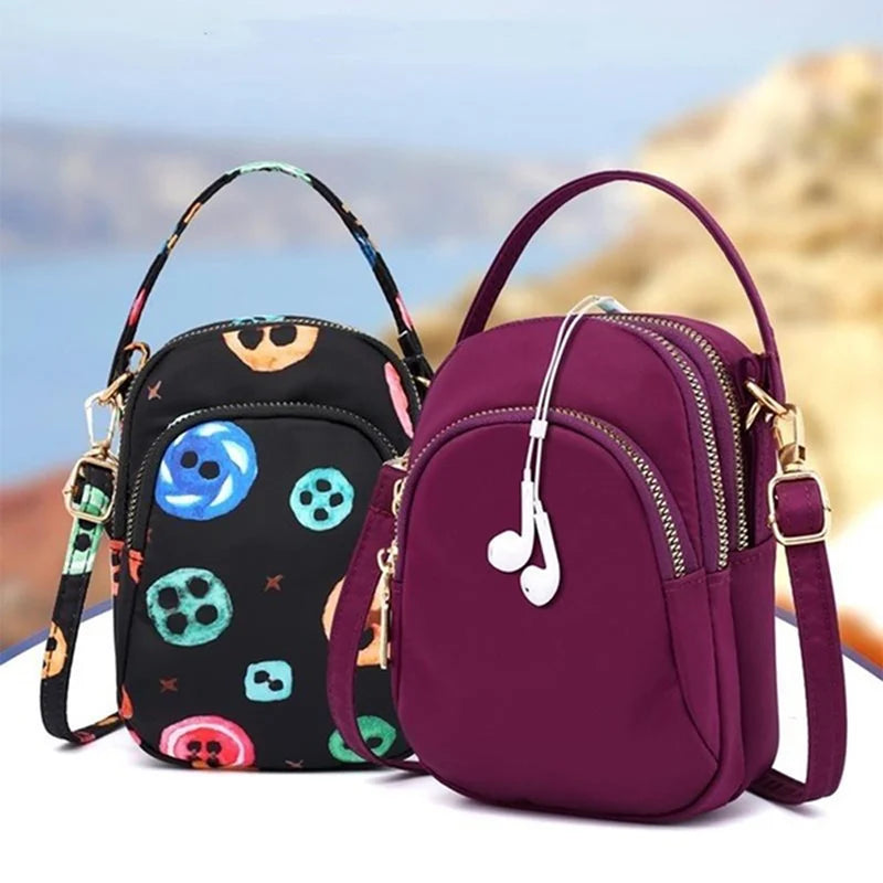 Women's Nylon Mini Handbag Crossbody Cell Phone Clutch Purse Wallet