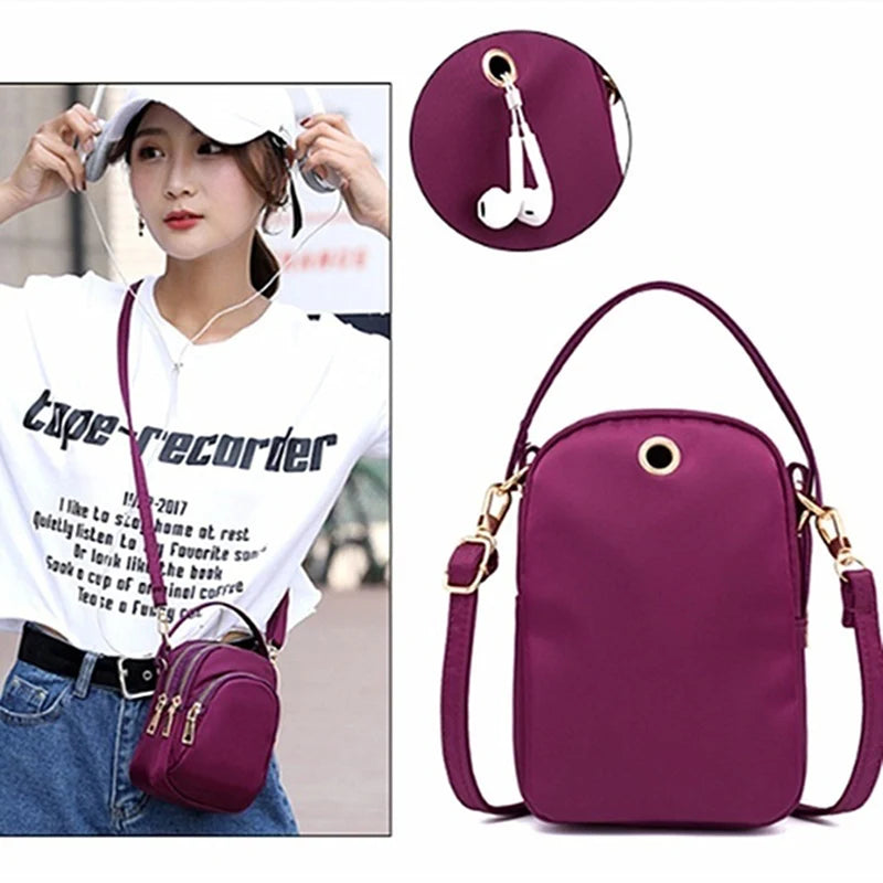 Women's Nylon Mini Handbag Crossbody Cell Phone Clutch Purse Wallet