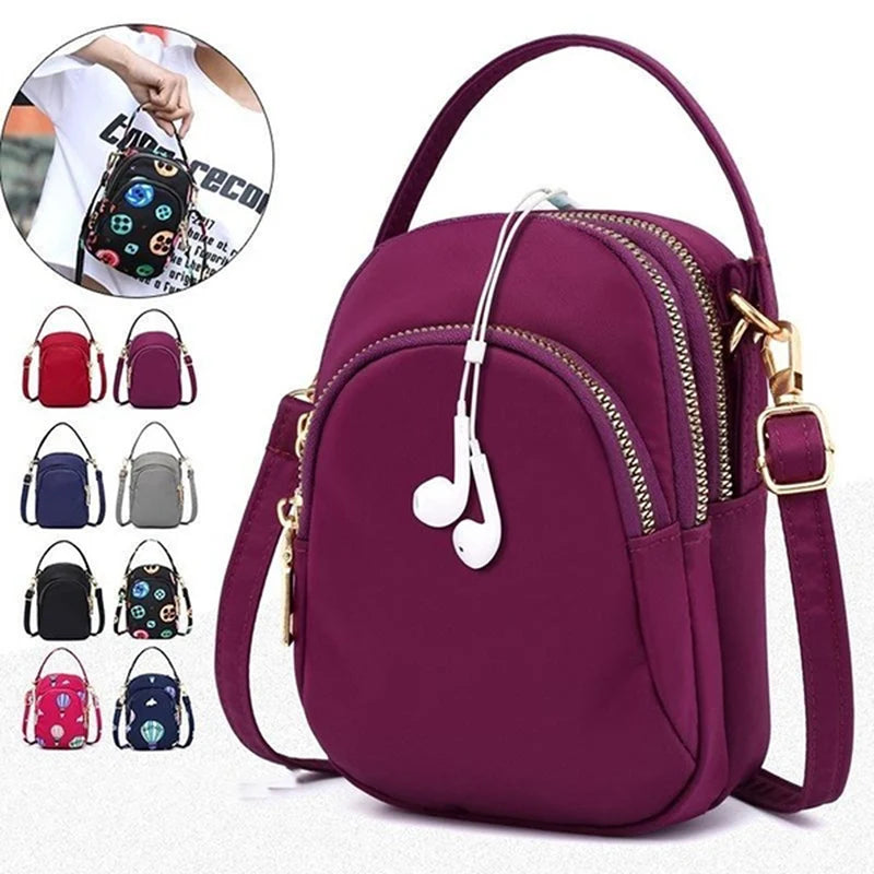 Women's Nylon Mini Handbag Crossbody Cell Phone Clutch Purse Wallet