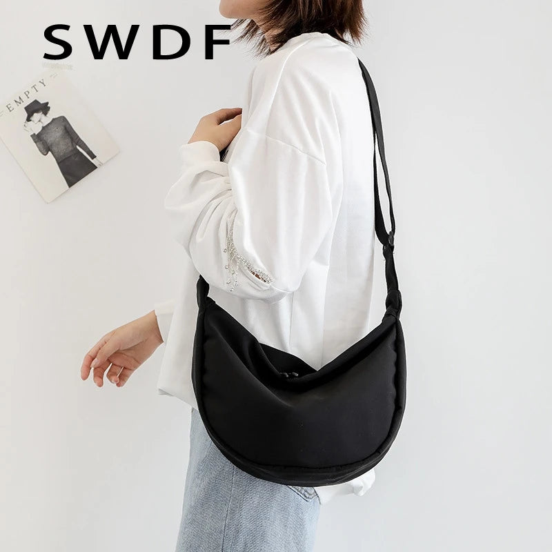 Nylon Messenger Bag Women's Dumpling Bag