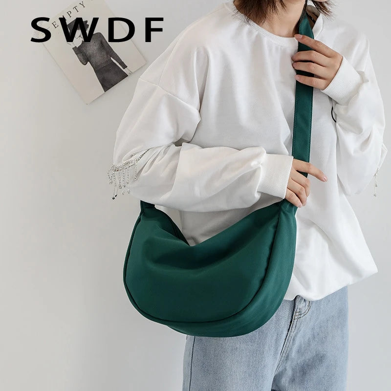 Nylon Messenger Bag Women's Dumpling Bag