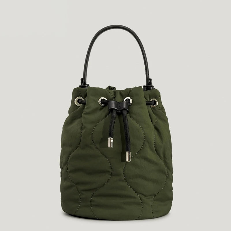 Padded Bucket Bag Quilted Women Handbags Down Cotton Shoulder Crossbody Bags