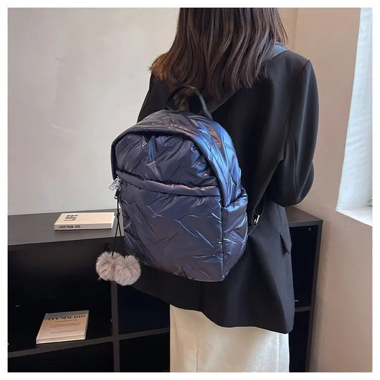 Nylon Padded Women Backpack Down Padded Travel Backpack
