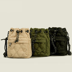 Nylon Padded Shoulder Bags Quilted Crossbody Bucket Bag Small Tote Female Purses