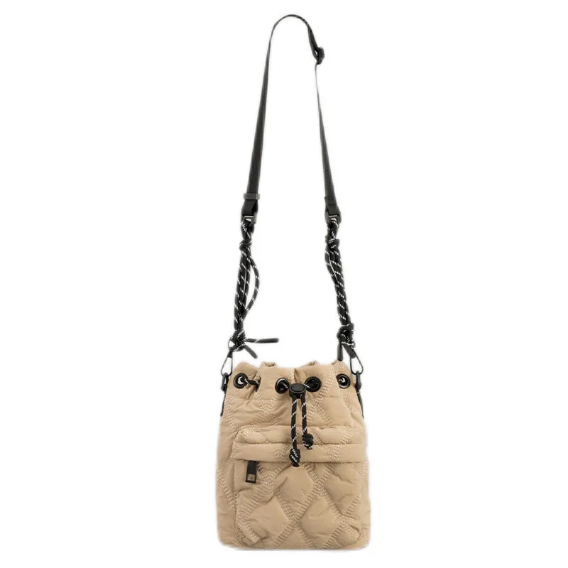 Nylon Padded Shoulder Bags Quilted Crossbody Bucket Bag Small Tote Female Purses