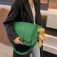 Nylon Quilted Crossbody Bag Winter Overlarge Cotton Women Shoulder Bag