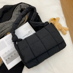 Nylon Quilted Crossbody Bag Winter Overlarge Cotton Women Shoulder Bag