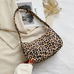 Nylon Plaid Leopard Print Casual Shoulder Bag for Women Girls