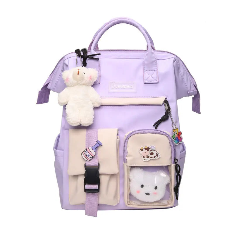 Nylon School Bags for Girls Laptop Backpack Women Travel Shoulder