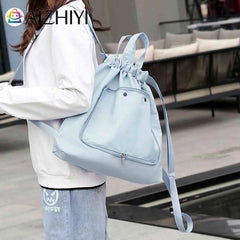 Nylon Shoulder Backpack Wet Dry Gym Yoga Bag Drawstring Lightweight