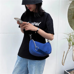 Retro Nylon Shoulder Bag Women Chain Underarm Purse Handbag