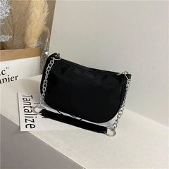 Retro Nylon Shoulder Bag Women Chain Underarm Purse Handbag