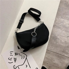 Retro Nylon Shoulder Bag Women Chain Underarm Purse Handbag