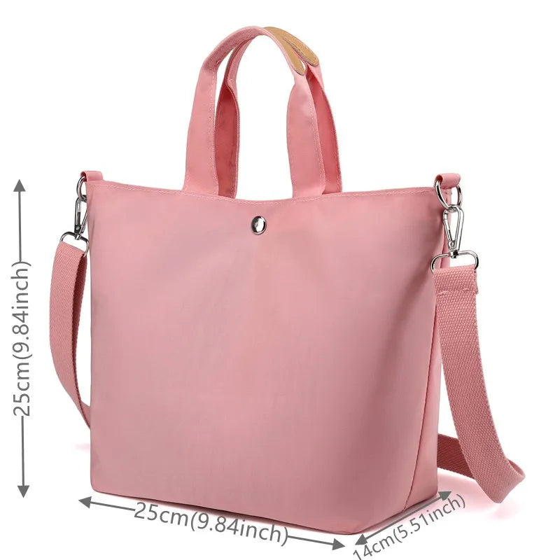 Nylon Shoulder Bag Vintage Shopping Zipper Student Bookbag Handbags Tote