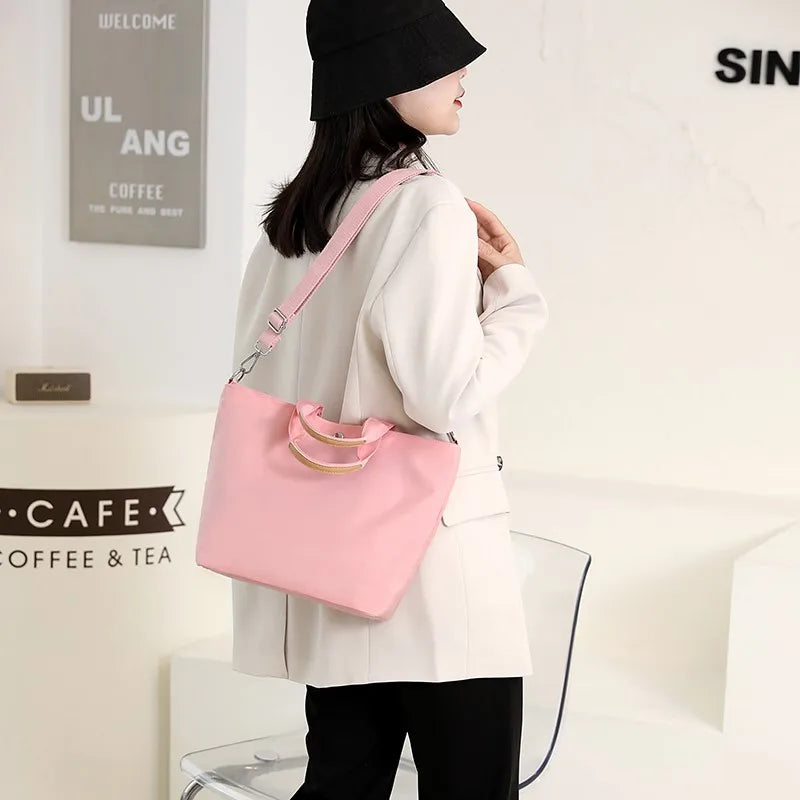 Nylon Shoulder Bag Vintage Shopping Zipper Student Bookbag Handbags Tote