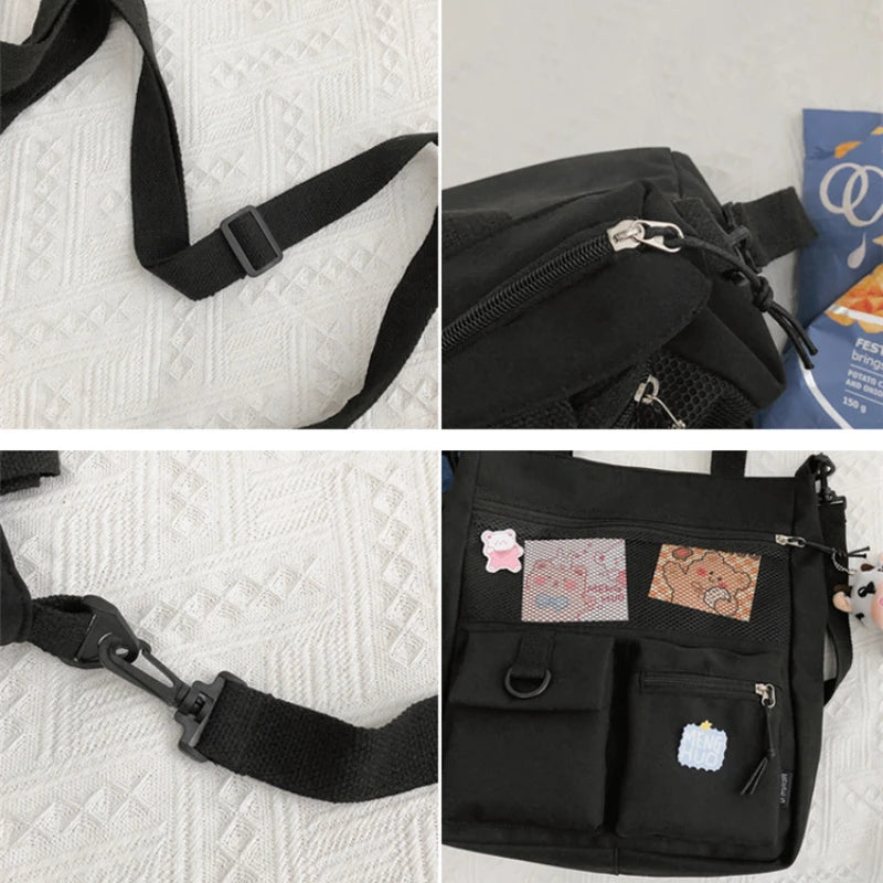 Nylon Shoulder Bags Women Harajuku Large Capacity Zipper Crossbody Bag