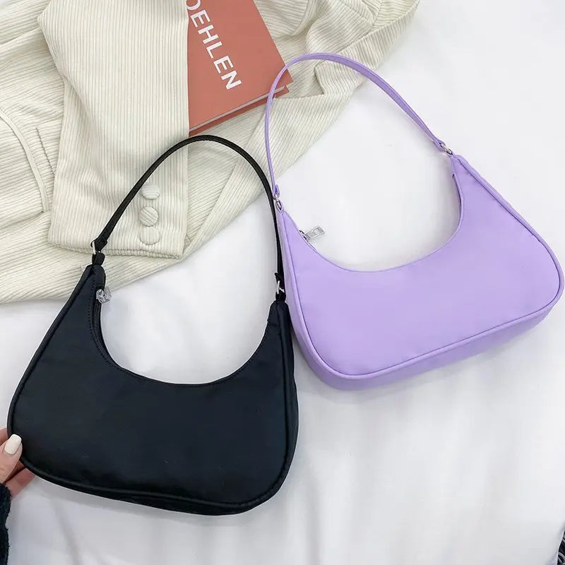 Retro Nylon Hobos Bag for Women Top-handle Handbags