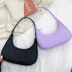 Retro Nylon Hobos Bag for Women Top-handle Handbags