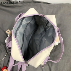 Pink Nylon School Bags for Teenage Girls Women Backpacks