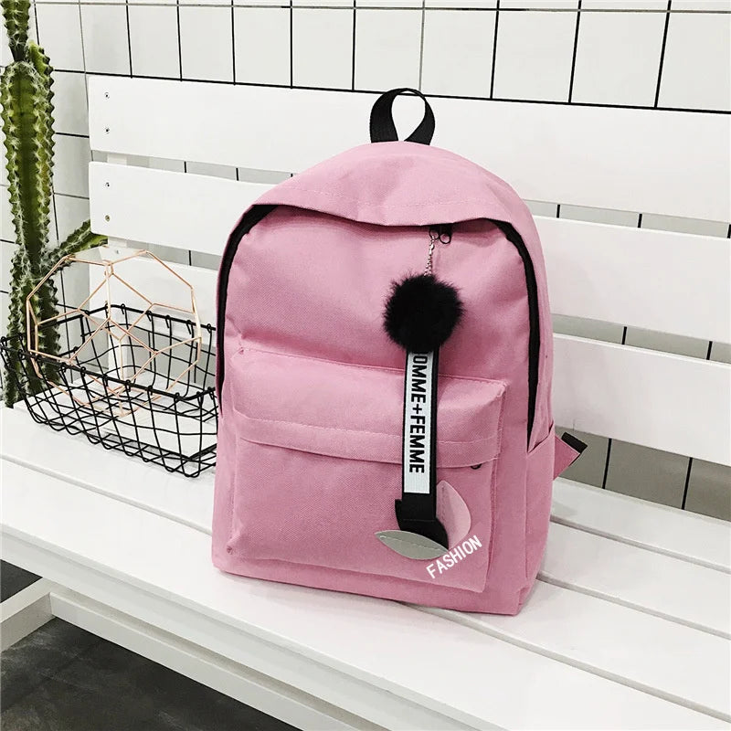 Small Fresh Leaf Print Schoolbag for Women, Nylon Student Backpack