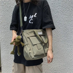 Nylon Waterproof Canvas Crossbody Handbag for Women Men Girls School Tote Bag