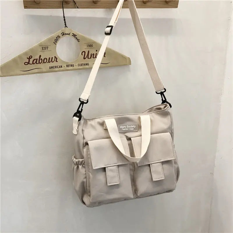 Nylon Waterproof Canvas Crossbody Handbag for Women Men Girls School Tote Bag
