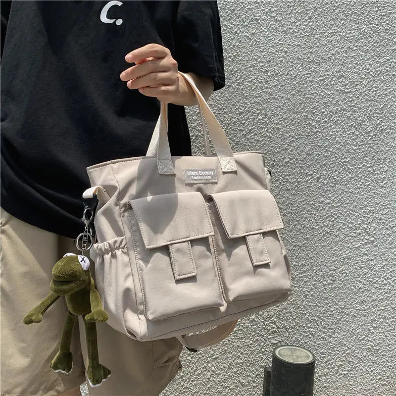 Nylon Waterproof Canvas Crossbody Handbag for Women Men Girls School Tote Bag