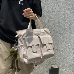 Nylon Waterproof Canvas Crossbody Handbag for Women Men Girls School Tote Bag