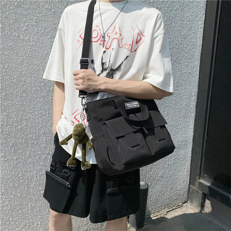 Nylon Waterproof Canvas Crossbody Handbag for Women Men Girls School Tote Bag