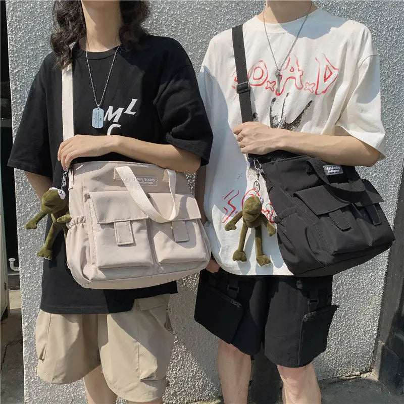 Nylon Waterproof Canvas Crossbody Handbag for Women Men Girls School Tote Bag