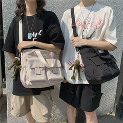 Nylon Waterproof Canvas Crossbody Handbag for Women Men Girls School Tote Bag