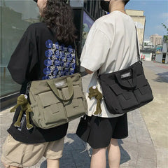 Nylon Waterproof Canvas Crossbody Handbag for Women Men Girls School Tote Bag