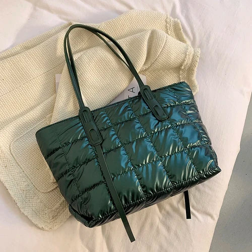 Waterproof Large Capacity Tote Bag Soft Down Cotton Crossbody Shoulder Bag