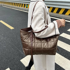 Waterproof Large Capacity Tote Bag Soft Down Cotton Crossbody Shoulder Bag