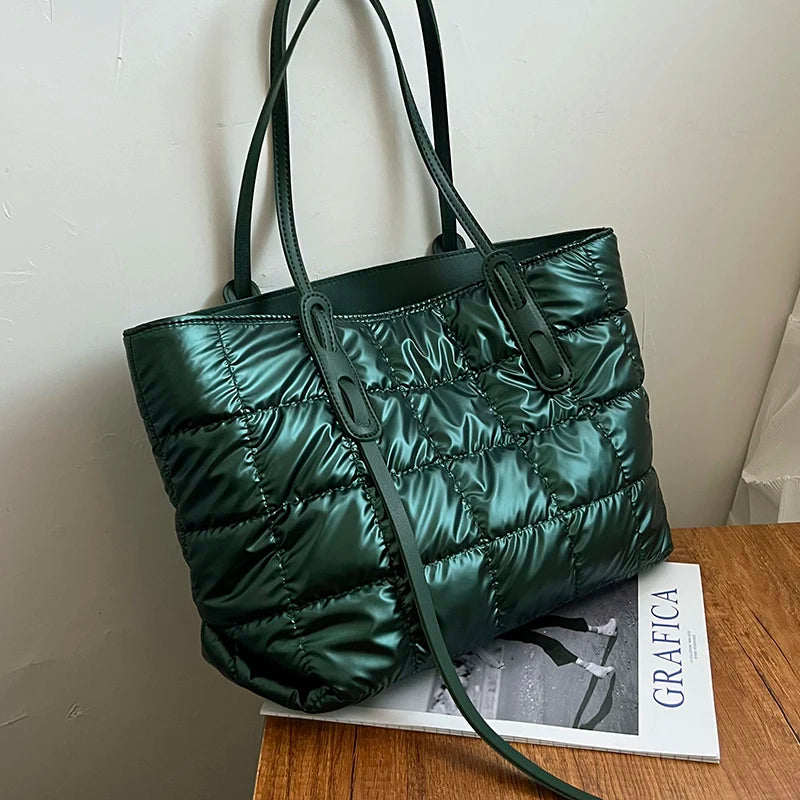 Waterproof Large Capacity Tote Bag Soft Down Cotton Crossbody Shoulder Bag