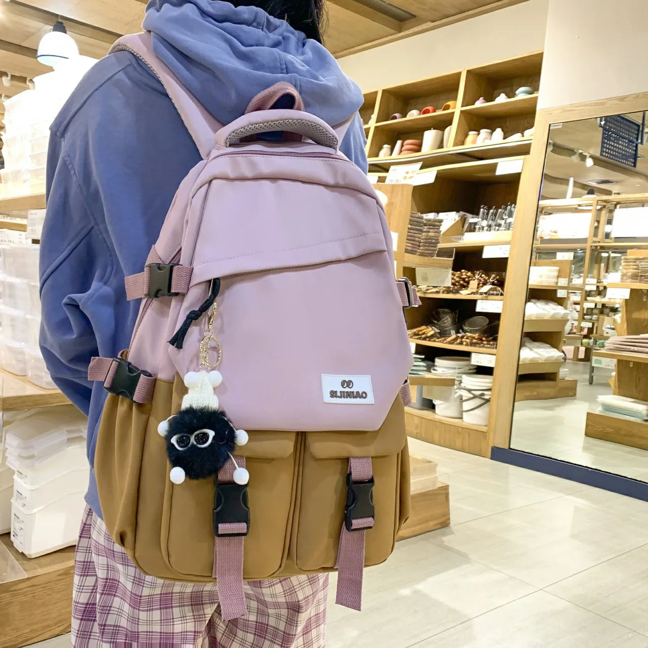 Nylon Waterproof Women Backpack College Style Schoolbag For Teenage Girls