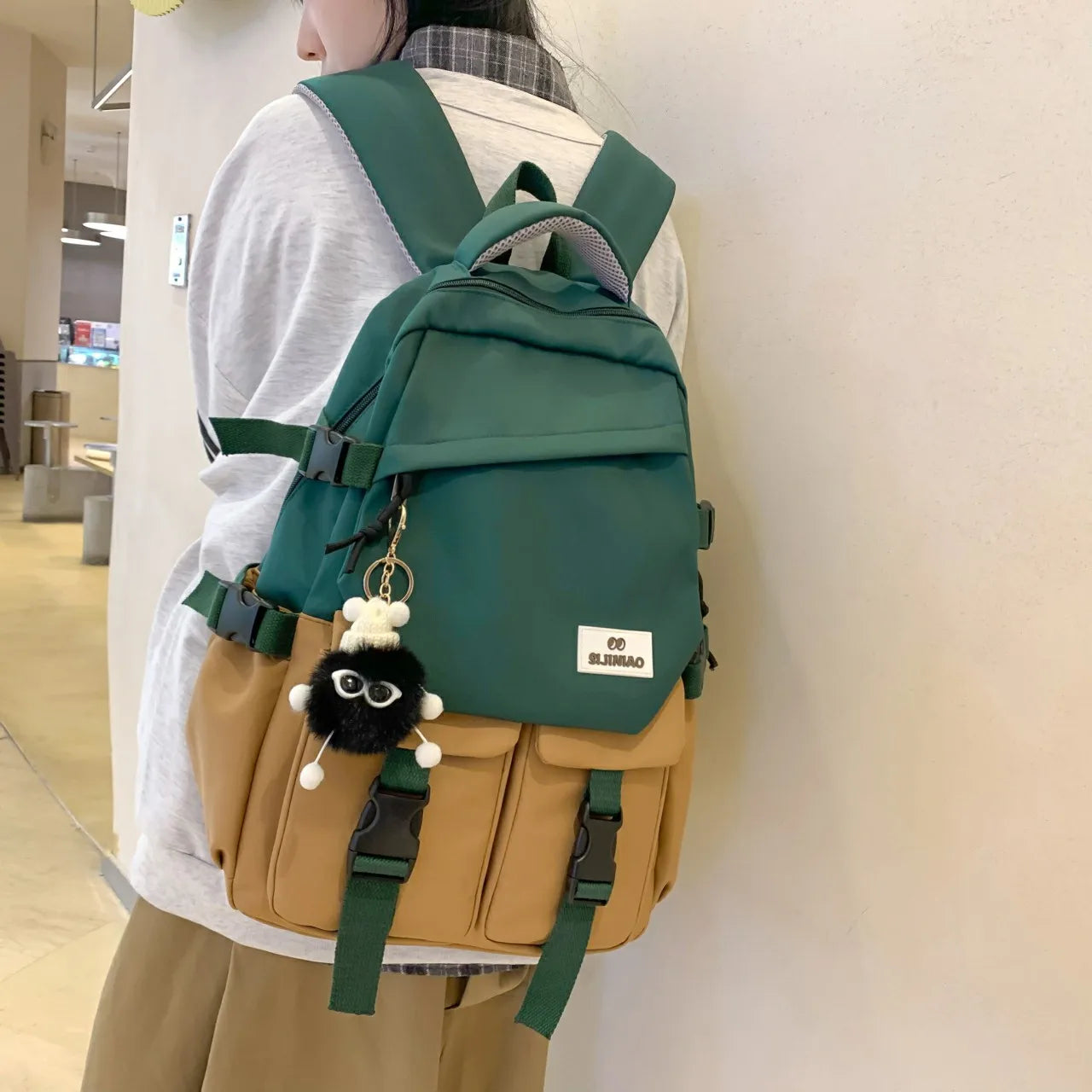 Nylon Waterproof Women Backpack College Style Schoolbag For Teenage Girls