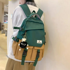 Nylon Waterproof Women Backpack College Style Schoolbag For Teenage Girls