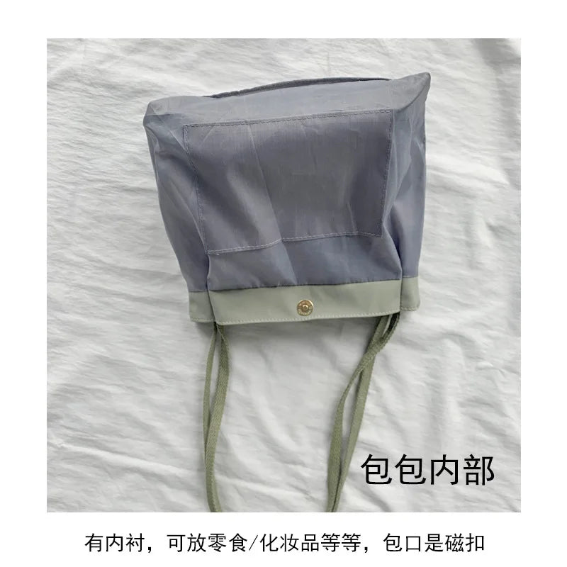 Nylon Waterproof Women Bucket Bag Solid Large Shoulder Shopping Bags