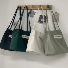 Nylon Waterproof Women Bucket Bag Solid Large Shoulder Shopping Bags