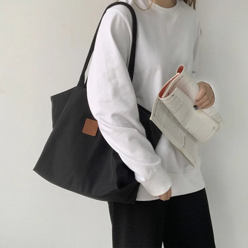 Nylon Waterproof Women Canvas Handbags Ladies Shoulder Shopping Bags