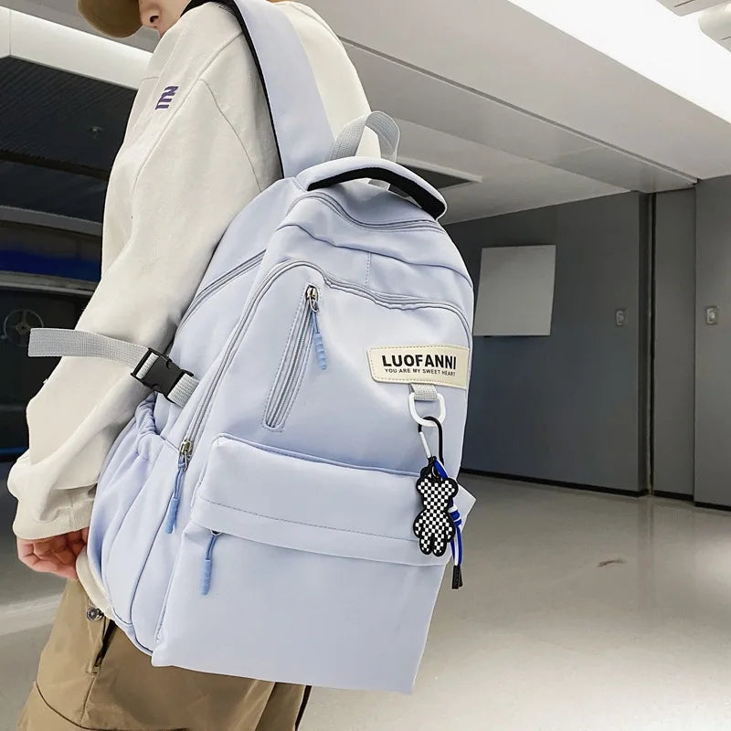 Nylon Waterproof School Backpack for Teenage Girls Large Capacity Travel Bags