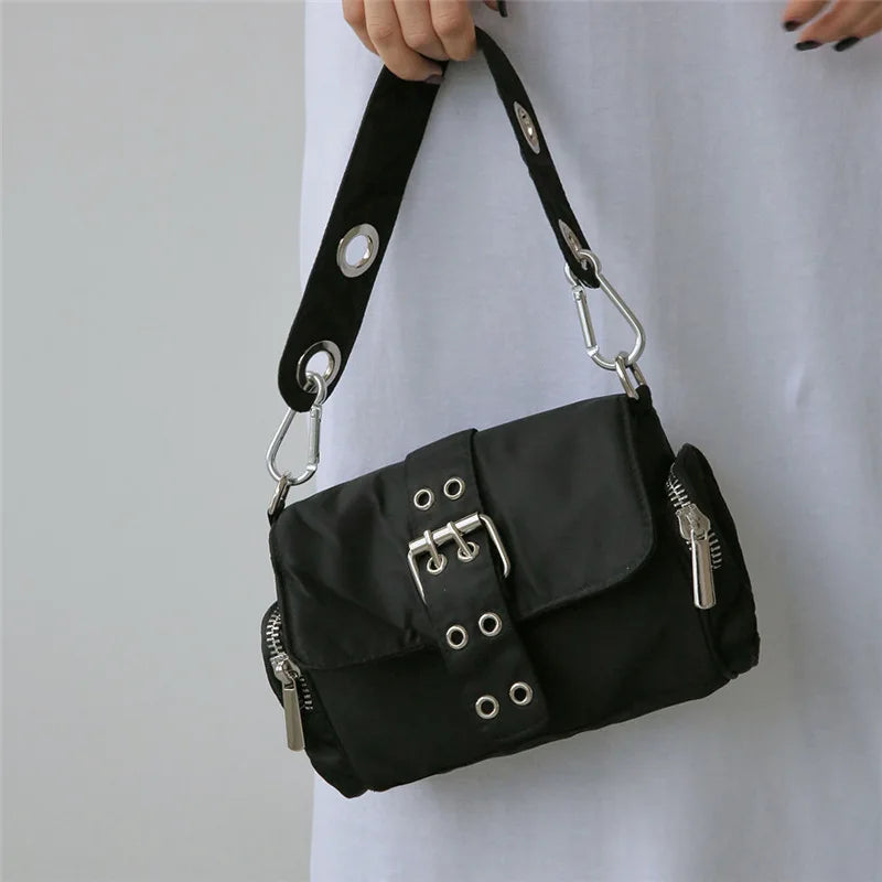 Nylon Women Axillary Bags Rivet Ladies Shoulder Bag