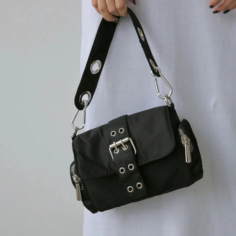 Nylon Women Axillary Bags Rivet Ladies Shoulder Bag