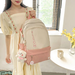 Nylon Women School Backpack Large Capacity Girls Travel Bag College Schoolbag