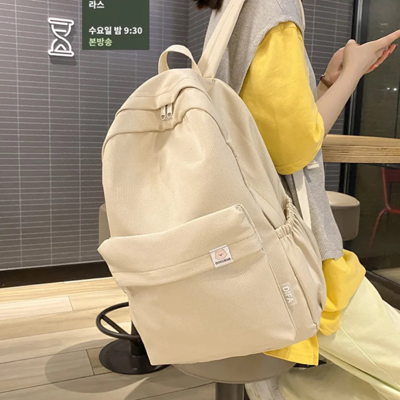 Waterproof Nylon Backpack College Style Travel Rucksack School Bags