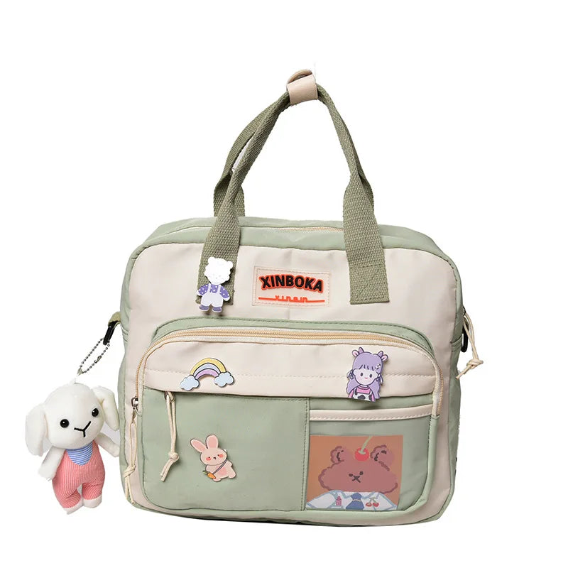 Nylon Shoulder Bags for Teen Girls Schoolbag Harajuku Student Tote Book Bags