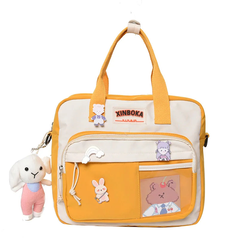 Nylon Shoulder Bags for Teen Girls Schoolbag Harajuku Student Tote Book Bags